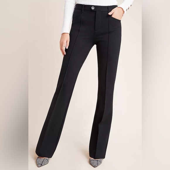 Anthropologie The Essential Flare Trousers Black Size 14 New With Tags - Picture 1 of 13